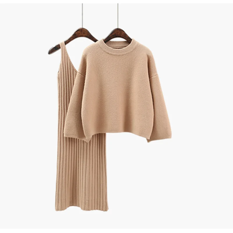 2019 Autumn Winter Women Wool Sweater Suits Sweet Pink Knited Pullover Sets Casual Loose Top+Sling Hip Dress Set Female Suit set
2019 Autumn Winter Women Wool Sweater Suits Sweet Pink Knited Pullover Sets Casual Loose Top+Sling Hip Dress Set Female Suit set