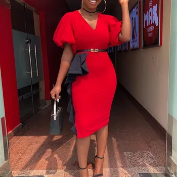 Red Women Cocktail Dress Summer Night Club Puff Sleeve High Waist Patchwork Female Midi Dresses Robe Short Sleeve Vestiods
Red Women Cocktail Dress Summer Night Club Puff Sleeve High Waist Patchwork Female Midi Dresses Robe Short Sleeve Vestiods