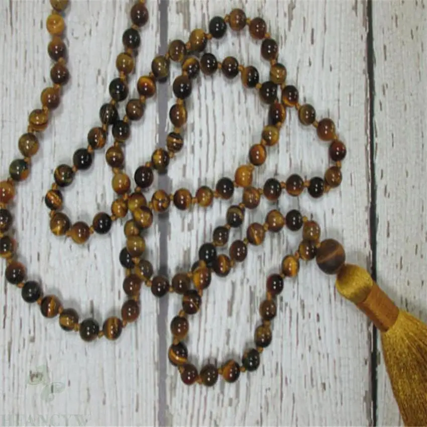 6mm Natural Tiger's eye Gemstone Mala necklace Tassel 108 Bead spirituality Bless yoga Hot Lucky Handmade Meditation cuff Chakas
6mm Natural Tiger's eye Gemstone Mala necklace Tassel 108 Bead spirituality Bless yoga Hot Lucky Handmade Meditation cuff Chakas