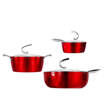 European Style Luxury Aluminum Alloy Non Stick Pot Suit Three Piece Pot Set With Multifunctional Composite Bottom Kitchen Pan
European Style Luxury Aluminum Alloy Non Stick Pot Suit Three Piece Pot Set With Multifunctional Composite Bottom Kitchen Pan