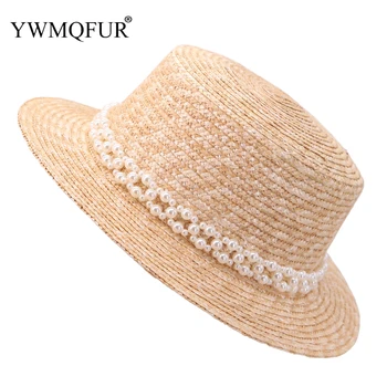 Summer Fine Straw Panama Caps Handmade Women Flat Wide Brim Pearl Hat Sun Uv Protection Lady Sun Shade Holiday Girl Beach Hats 
Summer Fine Straw Panama Caps Handmade Women Flat Wide Brim Pearl Hat Sun Uv Protection Lady Sun Shade Holiday Girl Beach Hats
