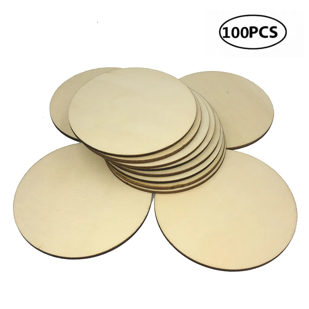 

100pcs 80mm 3.14inch Big Size Unfinished Wood Circle Round Wood Pieces Blank Round Ornaments Wooden Cutout for DIY Craft Project