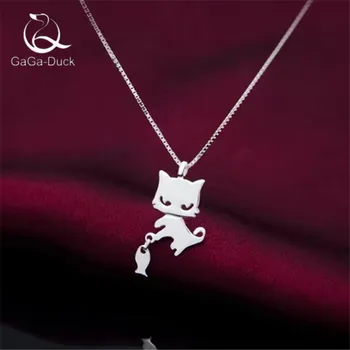 New Fashion Jewelry Simple Creative Cute Kitten And Fish 925 Sterling Silver Animal Popular Cat Clavicle Chain Necklaces N493
New Fashion Jewelry Simple Creative Cute Kitten And Fish 925 Sterling Silver Animal Popular Cat Clavicle Chain Necklaces N493