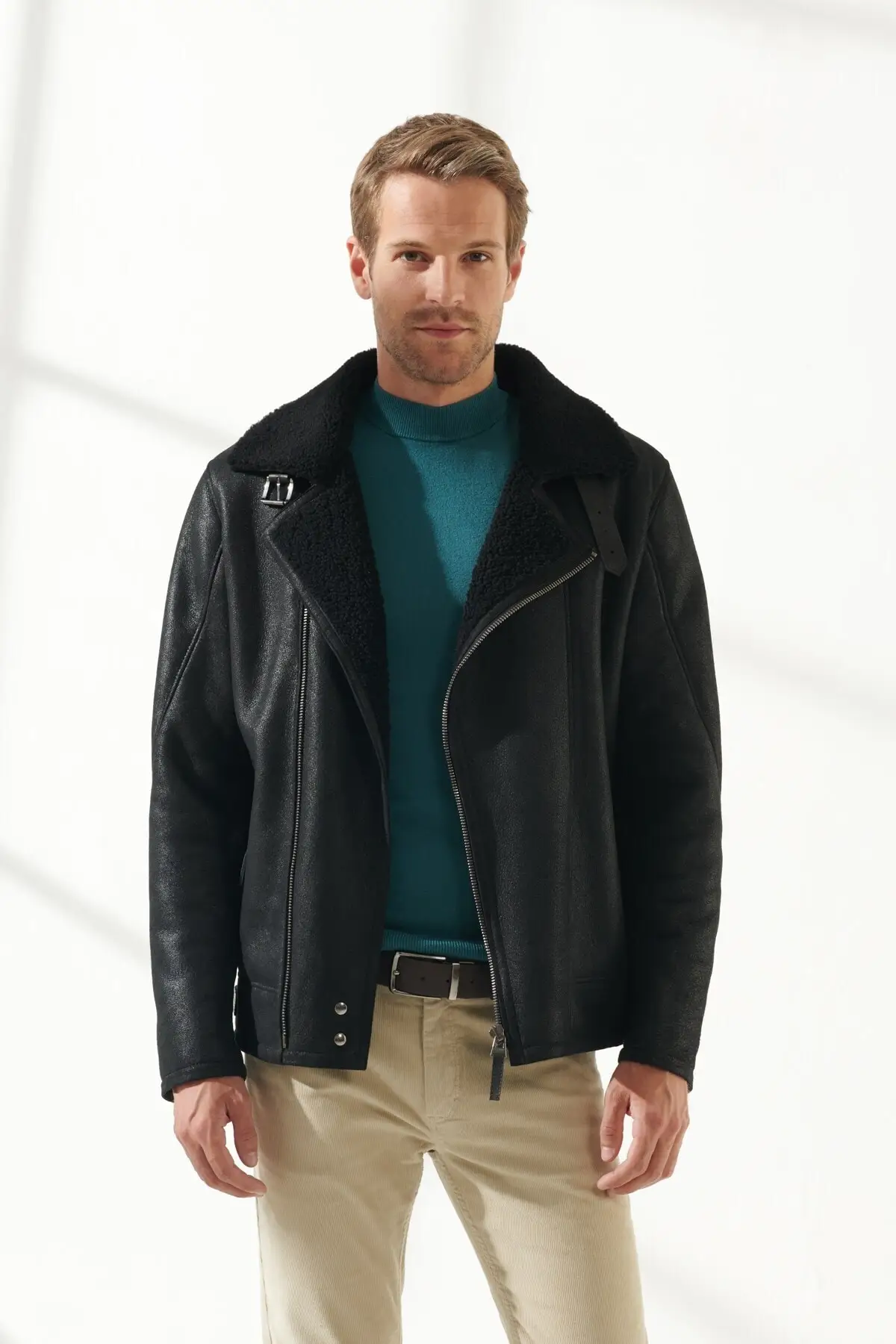 Men Biker Black Shearling Jacket Genuine Sheepskin Jacket Winter Warm Coat Wool Plush Soft Casual Coat Sportswear Style
Men Biker Black Shearling Jacket Genuine Sheepskin Jacket Winter Warm Coat Wool Plush Soft Casual Coat Sportswear Style