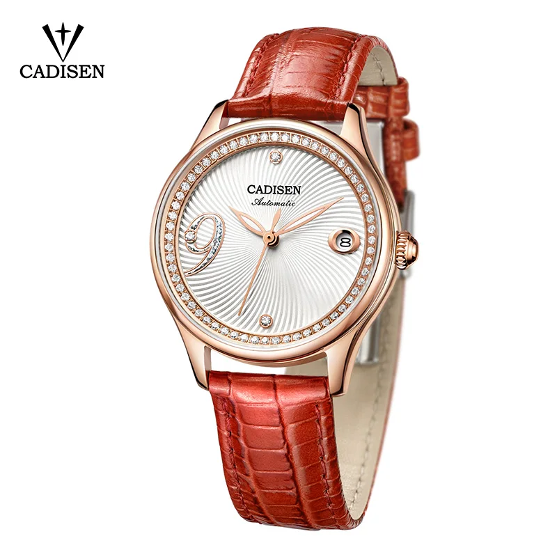 CADISEN 2019 New Luxury Lady Automatic Mechanical Watch Leisure Fashion Elegance Red Leather Watch 5ATM Waterproof Calendar
CADISEN 2019 New Luxury Lady Automatic Mechanical Watch Leisure Fashion Elegance Red Leather Watch 5ATM Waterproof Calendar