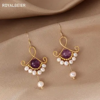 Retro Baroque Pearl Earrings Amethyst/Tiger Stone Drop Earrings For Women Birthday Gift Party Freshwater Pearl Fine Jewelry
Retro Baroque Pearl Earrings Amethyst/Tiger Stone Drop Earrings For Women Birthday Gift Party Freshwater Pearl Fine Jewelry