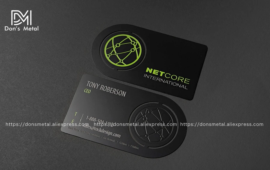 High-end stainless steel business card custom hollow metal card black business card design and production 