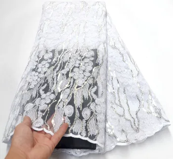 Most popular African sequins High Quality Pure White Lace Fabric 2019 french tulle lace fabrics 5 yards For Party Dress
Most popular African sequins High Quality Pure White Lace Fabric 2019 french tulle lace fabrics 5 yards For Party Dress