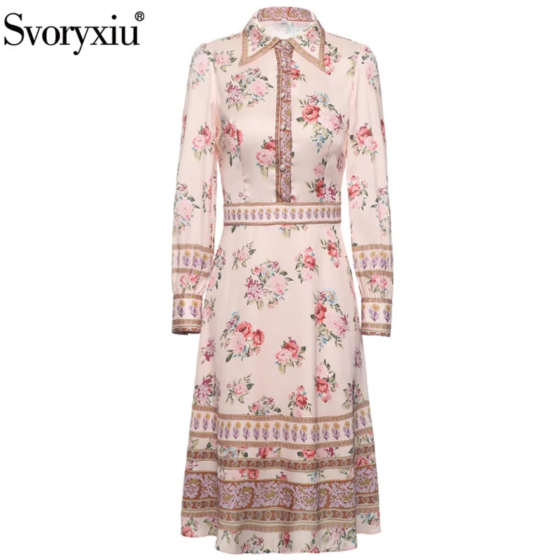 Svoryxiu Elegant Flower Print Spring Summer Designer Dress Women's Turn-Down Collar Pearl Buttons Lantern Sleeve Dresses Female
Svoryxiu Elegant Flower Print Spring Summer Designer Dress Women's Turn-Down Collar Pearl Buttons Lantern Sleeve Dresses Female