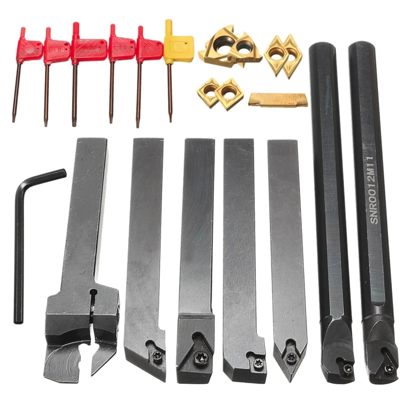 

12Mm 21Pcs/Set Shank Lathe Turning Tool Holder Boring Bar +Insert+Wrench S12M-Sclcr06/Ser1212H16/Scl1212H06