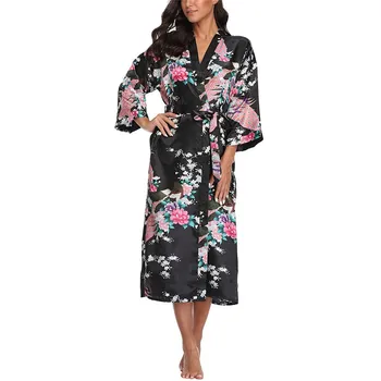 Black Women Nightdress Large Size Kimono Bathrobe Gown Satin Sleepwear Bride Bridesmaid Wedding Robe Print Intimate Lingerie 3XL 
Black Women Nightdress Large Size Kimono Bathrobe Gown Satin Sleepwear Bride Bridesmaid Wedding Robe Print Intimate Lingerie 3XL