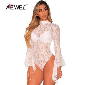 ADEWEL Women Bodysuit Sheer Floral Bell Long Sleeve Lace White Bodysuit Night Club Turtleneck Body Mujer Tops Womens Clothing 
ADEWEL Women Bodysuit Sheer Floral Bell Long Sleeve Lace White Bodysuit Night Club Turtleneck Body Mujer Tops Womens Clothing