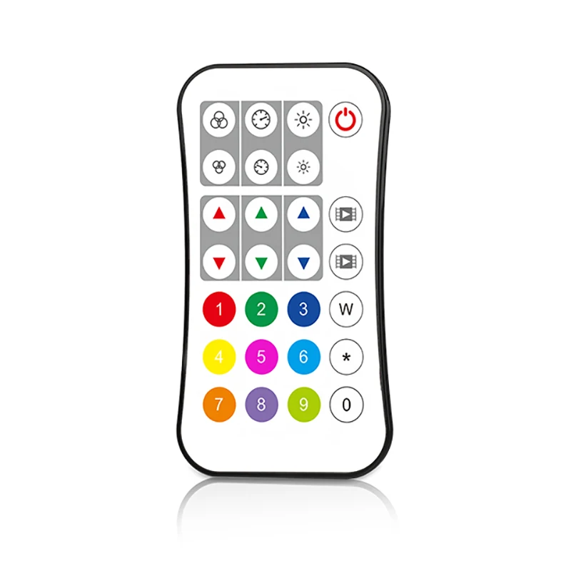 R9 Single-zone RGB/RGBW remote control Multi-key color selection Match one or more receivers Suitable for RGB/RGBW RF controller
R9 Single-zone RGB/RGBW remote control Multi-key color selection Match one or more receivers Suitable for RGB/RGBW RF controller