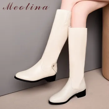 Meotina Winter Knee High Boots Women Natural Genuine Leather Thick Heel Riding Boots Zipper Round Toe Shoes Lady Autumn Size 43
Meotina Winter Knee High Boots Women Natural Genuine Leather Thick Heel Riding Boots Zipper Round Toe Shoes Lady Autumn Size 43
