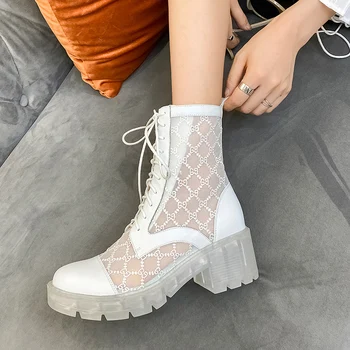 Summer Genuine Leather mesh Ankle Boots For Women Summer Single Thick high Heels Pumps Newest Party Basic Shoes Woman
Summer Genuine Leather mesh Ankle Boots For Women Summer Single Thick high Heels Pumps Newest Party Basic Shoes Woman