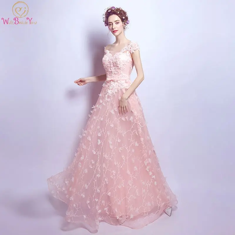 Pink Evening Dresses 2020 Long Spring Lace Off Shoulder Sheer Neck A Line Lace Up back Prom Gown Stock vestidos Walk Beside You
Pink Evening Dresses 2020 Long Spring Lace Off Shoulder Sheer Neck A Line Lace Up back Prom Gown Stock vestidos Walk Beside You