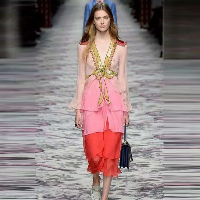 YAMDI Magazine Designer Dress Runway Summer Luxury Dress Woman Sexy Deep V Neck Ruffles Color Block Sequined Bow Vestidos Maxi
YAMDI Magazine Designer Dress Runway Summer Luxury Dress Woman Sexy Deep V Neck Ruffles Color Block Sequined Bow Vestidos Maxi