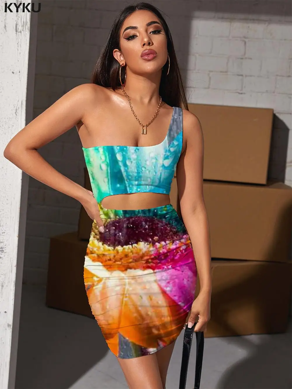 KYKU Sunflower Dress Women Colorful Pleating Raindrop Bodycon Dress Romantic 3d Print Womens Clothing Summer Short Beach Fashion
KYKU Sunflower Dress Women Colorful Pleating Raindrop Bodycon Dress Romantic 3d Print Womens Clothing Summer Short Beach Fashion