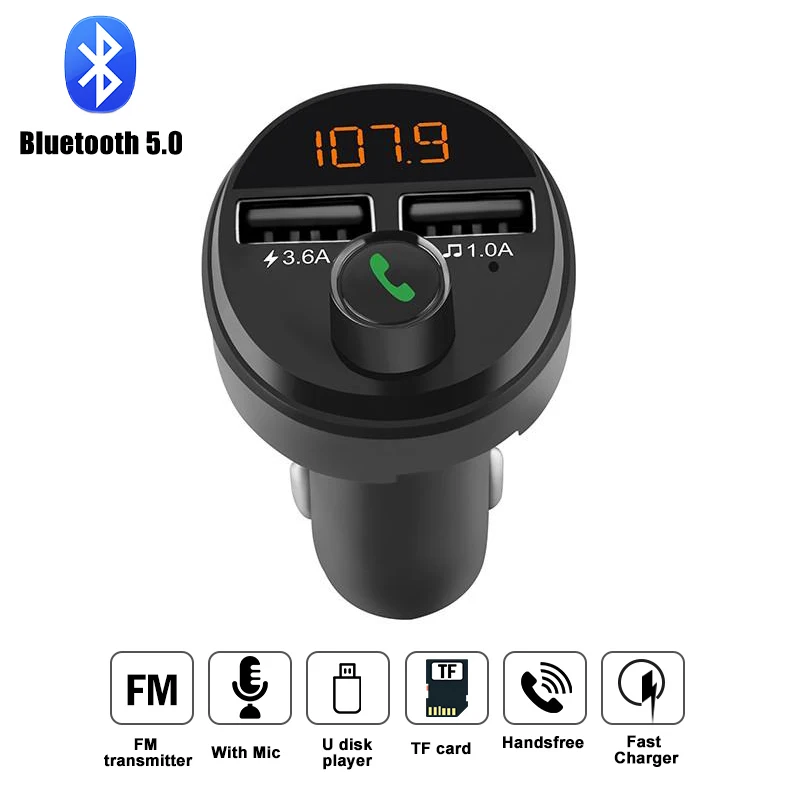 Wireless Bluetooth 5.0 FM Transmitter Handsfree Modulator 5V 3.6A Fast Charging Dual USB Car Charger Music Player Mini Adapter
Wireless Bluetooth 5.0 FM Transmitter Handsfree Modulator 5V 3.6A Fast Charging Dual USB Car Charger Music Player Mini Adapter