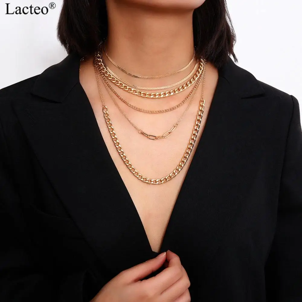 Lacteo Punk 6Multi Layered Chunky Chain Choker Necklace for Women Exaggerated Golden Long Chain Charm Necklace Nightclub Jewelry
Lacteo Punk 6Multi Layered Chunky Chain Choker Necklace for Women Exaggerated Golden Long Chain Charm Necklace Nightclub Jewelry