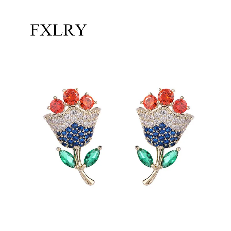 FXLRY Elegant Cubic Zircon Inlaid Rose Earrings With Sweet Flower Earrings For Women CZ Party Wedding Jewelry
FXLRY Elegant Cubic Zircon Inlaid Rose Earrings With Sweet Flower Earrings For Women CZ Party Wedding Jewelry