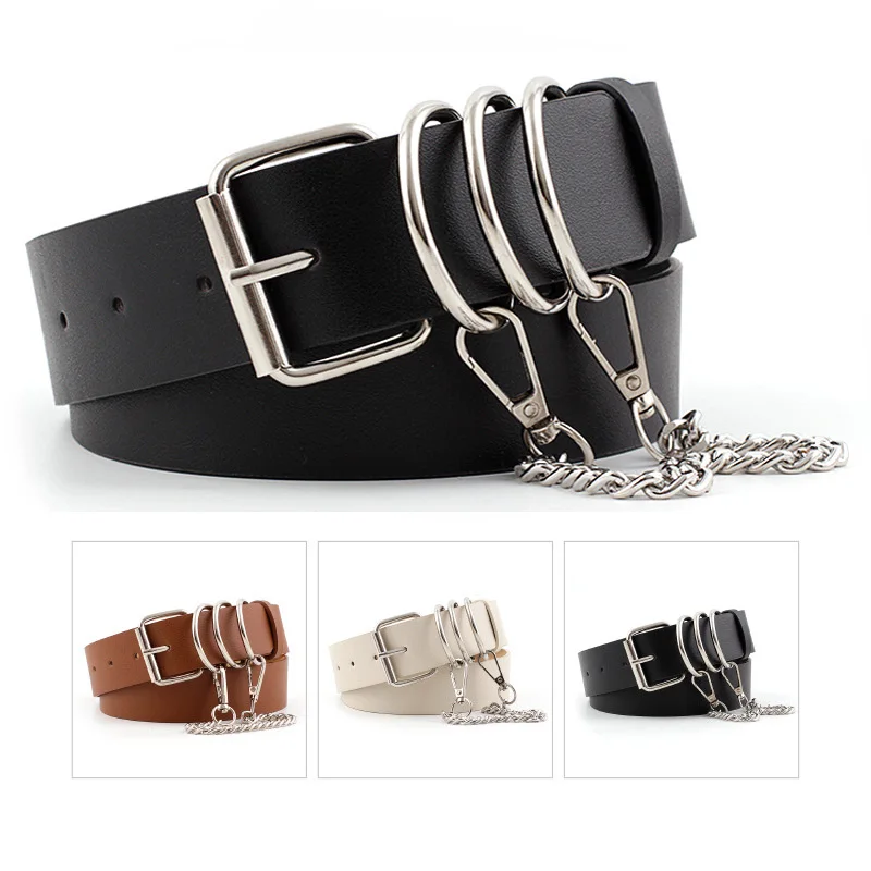 Punk Women's Belt New Style Fashion Three-Ring Chain Ladies Belts Wild Jeans Imitation Leather Men's Personality Women's Belt
Punk Women's Belt New Style Fashion Three-Ring Chain Ladies Belts Wild Jeans Imitation Leather Men's Personality Women's Belt