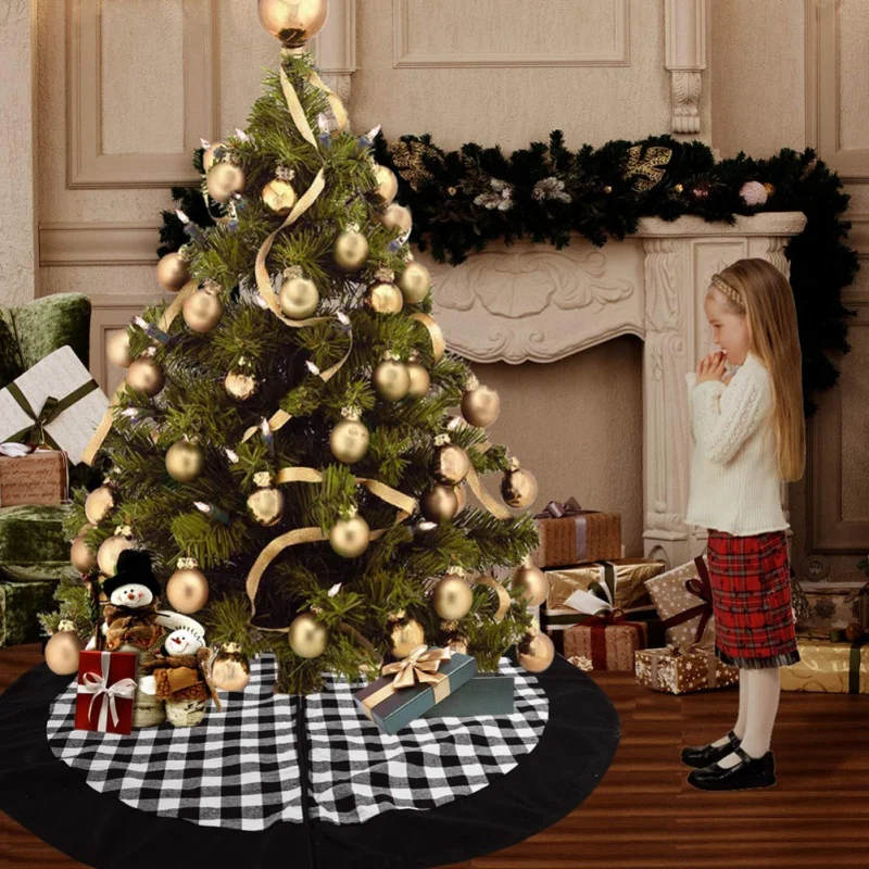 48Inch Large Sized Christmas Tree Skirt With Invisible Nylon Clasp Black And White Checked Design Xmas Tree Apron Holiday
48Inch Large Sized Christmas Tree Skirt With Invisible Nylon Clasp Black And White Checked Design Xmas Tree Apron Holiday