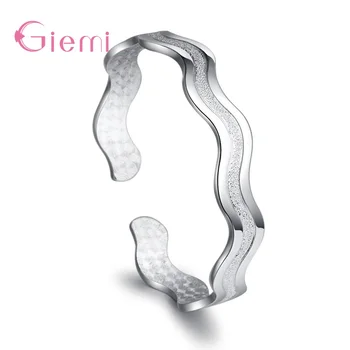 Vintage Fashion 925 Sterling Silver Cuff Bracelets & Bangles Matte Water Ripples Bohemian Bracelets For Women pulseiras
Vintage Fashion 925 Sterling Silver Cuff Bracelets & Bangles Matte Water Ripples Bohemian Bracelets For Women pulseiras