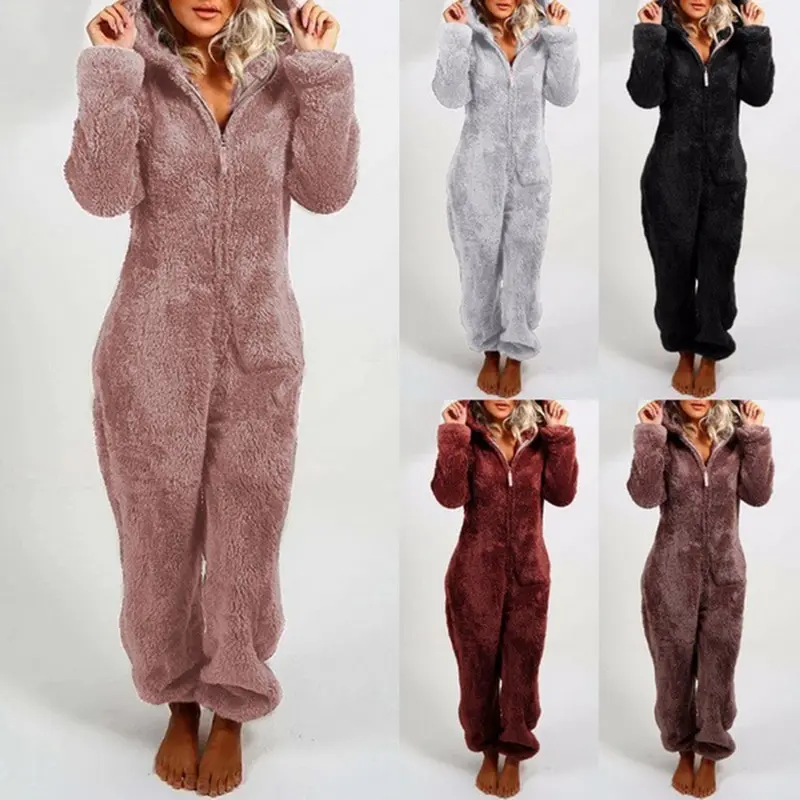 Family Christmas Matching Pajamas Ladies 1-Piece Pyjamas Solid Color Plus Fleece Thicked Plush Jumpsuit Hooded Pyjamas
Family Christmas Matching Pajamas Ladies 1-Piece Pyjamas Solid Color Plus Fleece Thicked Plush Jumpsuit Hooded Pyjamas