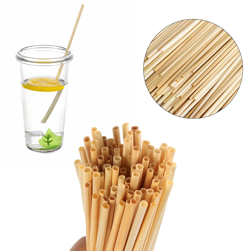 

100Pcs Natural Wheat Straw 100% Biodegradable Straws Eco-Friendly Portable Drinking Straws Home Kitchen Party Bar Accessories