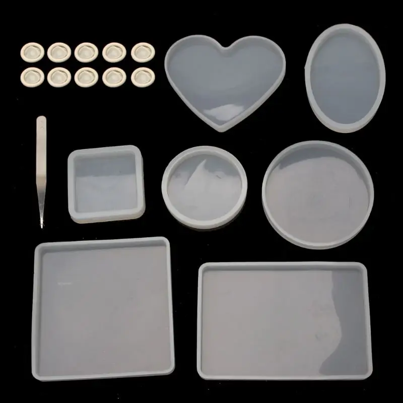 18Pcs Handmade Coaster Silicone Resin Mold Round Square Rectangle Heart Oval Bottom DIY Molds Kit Jewelry Making Tools
18Pcs Handmade Coaster Silicone Resin Mold Round Square Rectangle Heart Oval Bottom DIY Molds Kit Jewelry Making Tools