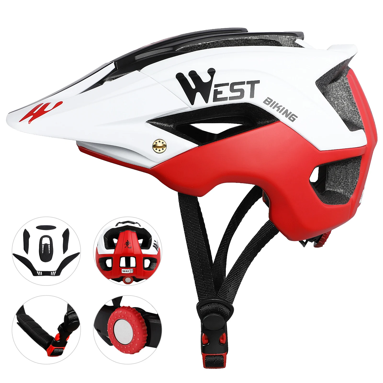 Bike Helmet with Soft Removable Lining Pad & Visor Adjustable Men Women Trail Racing In-mold Cycling Bicycle | Спорт и