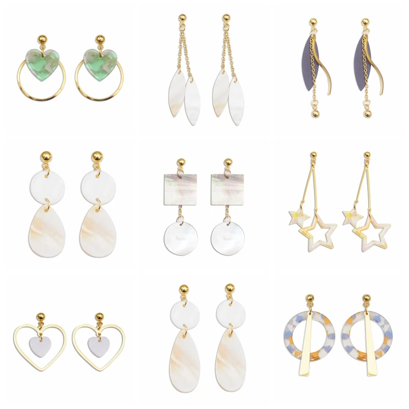 Геометрические висячие серьги из нержавеющей стали для женщин акриловые бусины