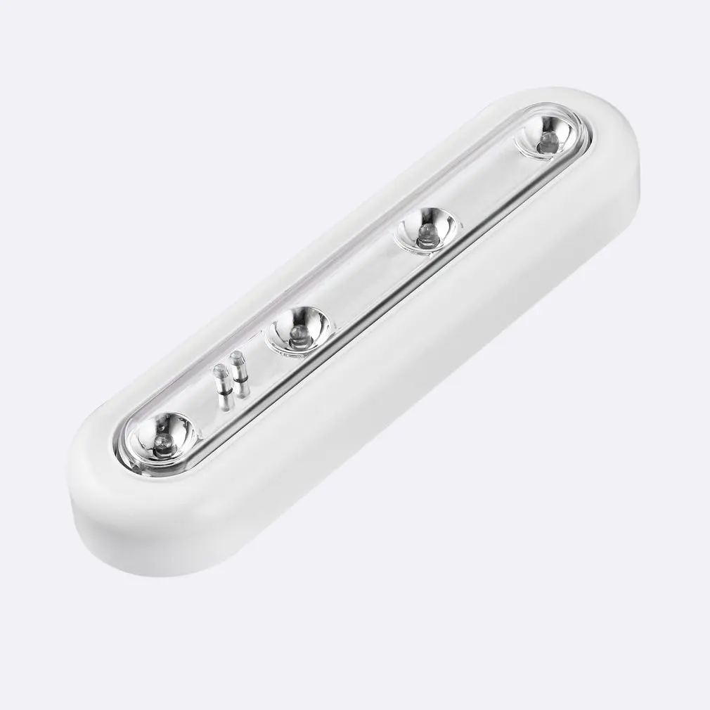Self Adhesive Cordless Linear Led Cabinet Lamp Touch Sensor Strip Light Battery Powered up Bar 4-LED Under | Лампы и освещение