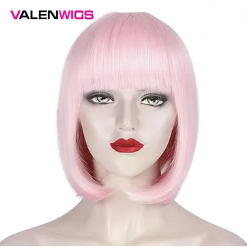 Valenwigs Synthetic Wigs Short Bob Hair Straight with Flat Bangs Colorful Cosplay Daily Party Wig For Women Pink Purple Color 
Valenwigs Synthetic Wigs Short Bob Hair Straight with Flat Bangs Colorful Cosplay Daily Party Wig For Women Pink Purple Color
