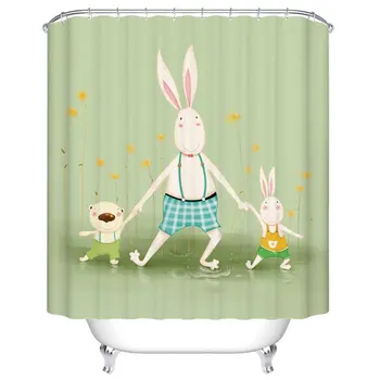 Rabbit Mother with Two Kids Waterproof Bathroom Fabric Shower Curtain with 7 Hooks
Rabbit Mother with Two Kids Waterproof Bathroom Fabric Shower Curtain with 7 Hooks