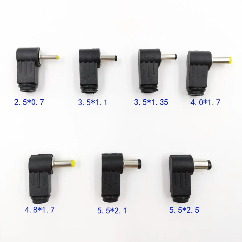 

5PCS Wire bonding DC power Male Plug Bus Connector 2.5*0.7/3.5*1.1 *1.35/4.0*1.7/4.8*1.7/5.5*2.1/5.5*2.5 Right Angle L TYPE Jack