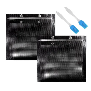 2 Pcs BBQ Grill Mesh Bag with Brush, Non-Stick BBQ Baked Grilling PTFE Bag for Outdoor Picnic Cooking Barbecue 
2 Pcs BBQ Grill Mesh Bag with Brush, Non-Stick BBQ Baked Grilling PTFE Bag for Outdoor Picnic Cooking Barbecue