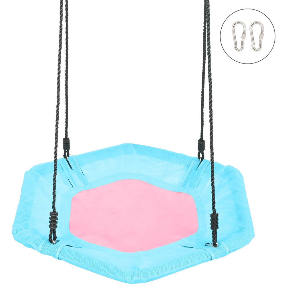 40 Inch Hexagon Swing Set for Kids Textilene Swing with 2 Carabiners & Adjustable Rope(Pink & Blue)
40 Inch Hexagon Swing Set for Kids Textilene Swing with 2 Carabiners & Adjustable Rope(Pink & Blue)