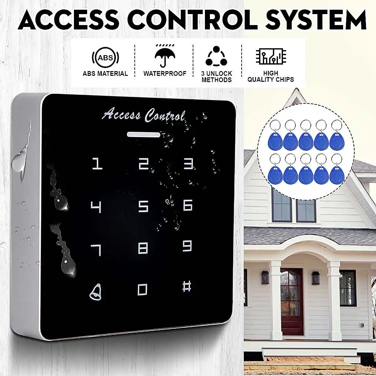 RFID Access Control Keypad Digital Panel Card Reader For Door Lock System with 10pcs EM keychains Waterproof Home Lock System
RFID Access Control Keypad Digital Panel Card Reader For Door Lock System with 10pcs EM keychains Waterproof Home Lock System