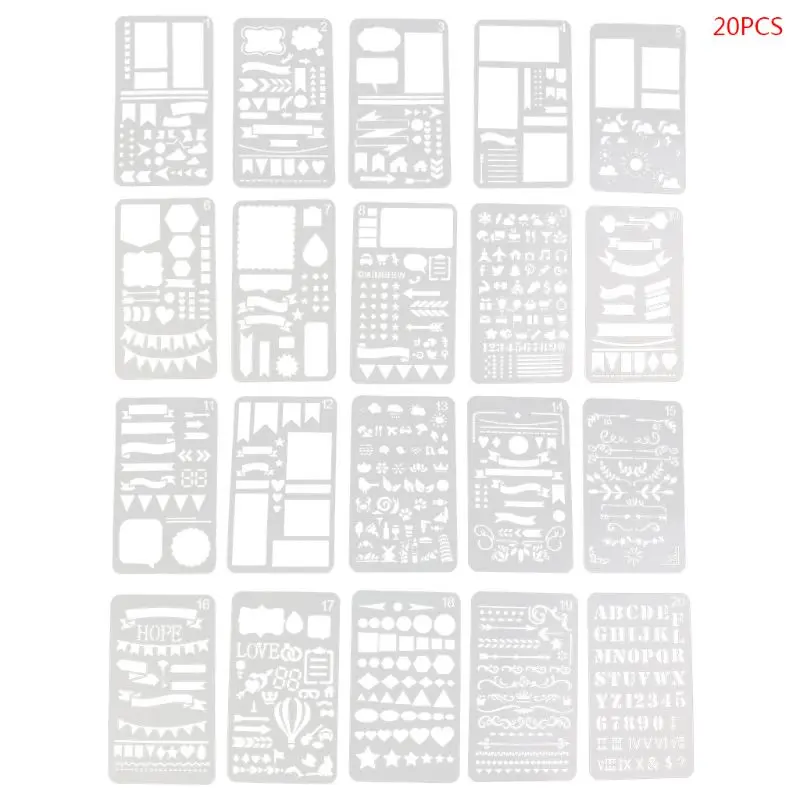 20Pcs Bullet Journal Stencil Set Plastic Planner DIY Drawing Template Diary Decor Craft
20Pcs Bullet Journal Stencil Set Plastic Planner DIY Drawing Template Diary Decor Craft