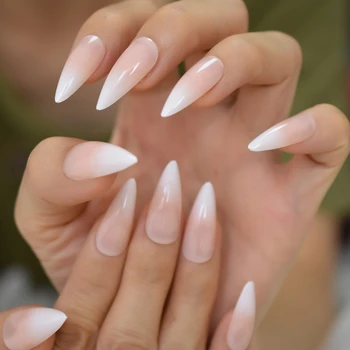 Extremely Pointed Faux Ongles White Ombre Nude French Nail Tips Long Stiletto ABS Gel Designed Fingernail set 24 Ct
Extremely Pointed Faux Ongles White Ombre Nude French Nail Tips Long Stiletto ABS Gel Designed Fingernail set 24 Ct