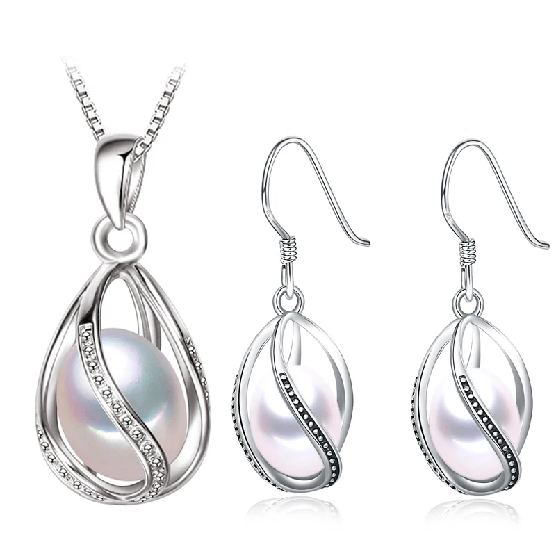 Real 925 Sterling Silver Set Natural Freshwater Pearl Jewerly Sets For Women White Cage Earrings Necklace Set
Real 925 Sterling Silver Set Natural Freshwater Pearl Jewerly Sets For Women White Cage Earrings Necklace Set