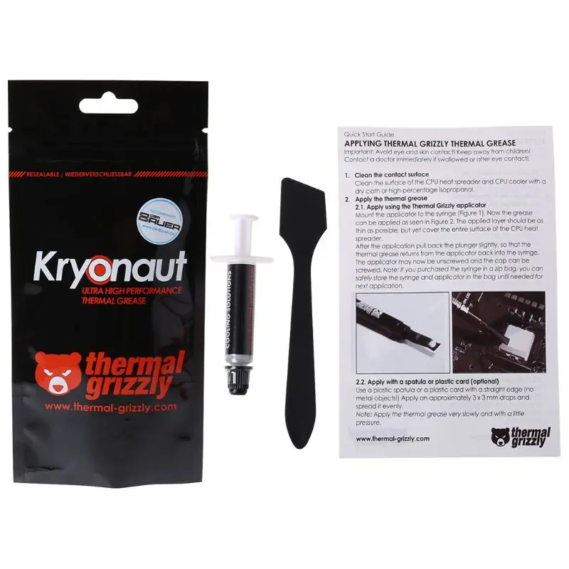 Thermal Grizzly Kryonaut 1g for CPU AMD Intel Processor Heatsink Fan Compound Cooling Thermal Paste Cooler Thermal Grease
Thermal Grizzly Kryonaut 1g for CPU AMD Intel Processor Heatsink Fan Compound Cooling Thermal Paste Cooler Thermal Grease