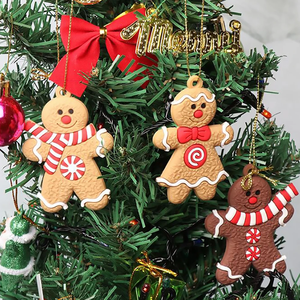 

12PCS/Set Gingerbread Man Christmas Tree Ornaments Xmas Trees Hanging Pendant New Year Christmas Home Decoration Gifts 7.5CM