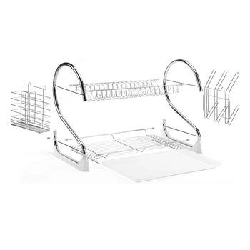 Large Capacity Dish Rack 2 Tier w/ Utensil Holder Drainer Drying Kitchen Storage
Large Capacity Dish Rack 2 Tier w/ Utensil Holder Drainer Drying Kitchen Storage