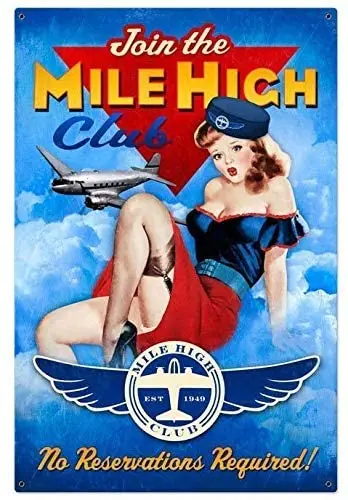 Металлические жестяные знаки Mile High Club Pinup 8x12 дюймов для дома бара магазина кофе