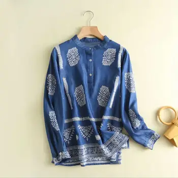 Vintage Floral Embroidery Blue Denim Blouse Shirt Women Spring Autumn Long Sleeve Stand Collar Ladies Shirts Chemise Femme r1377
Vintage Floral Embroidery Blue Denim Blouse Shirt Women Spring Autumn Long Sleeve Stand Collar Ladies Shirts Chemise Femme r1377