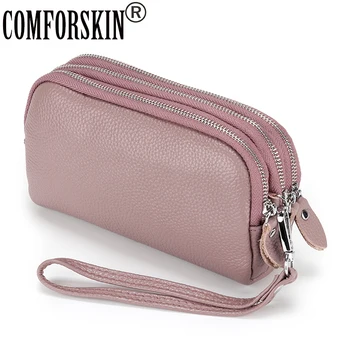 COMFORSKIN Women Leather Wallet Dropshipping Cow Leather Three Zipper Lining Purses For Ladies кошелек женский Large Capacity 
COMFORSKIN Women Leather Wallet Dropshipping Cow Leather Three Zipper Lining Purses For Ladies кошелек женский Large Capacity