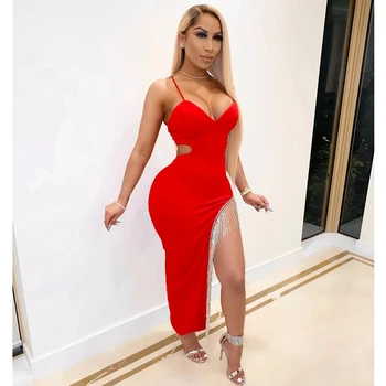 Sexy Summer Party Dress Women Rhinestone Hollw Out Side Split Elegant Bodycon Long Dress Black Elastic Slim Night Club Dress
Sexy Summer Party Dress Women Rhinestone Hollw Out Side Split Elegant Bodycon Long Dress Black Elastic Slim Night Club Dress